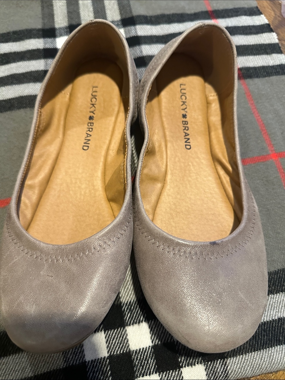 Lucky Brand Taupe Leather Ballet Flats